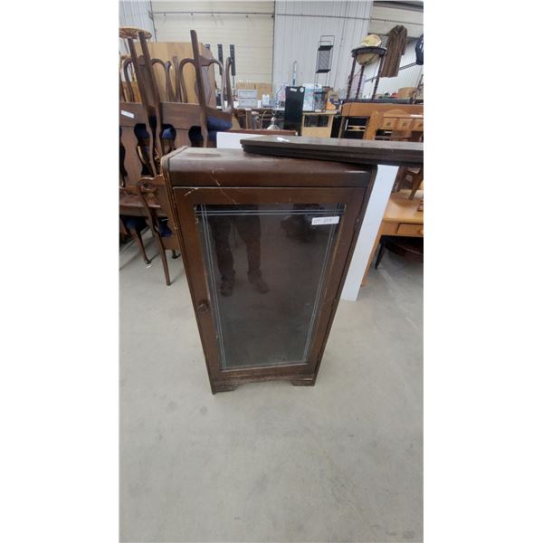 Vintage Wood Display Cabinet with Single Glass Panel Door 48 x 24 x 12"