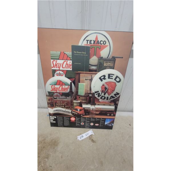 Texaco Promotional Display Board Featuring Sky Chief and Red Indian Memorabilia Collage 17 x 24"