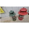Image 4 : Two Coleman Model 220E Two-Mantle Gas Lanterns, 1950s, Green and Red