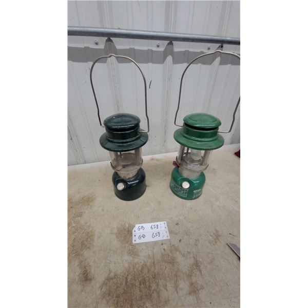 Two Coleman Single-Mantle Liquid-Fuel Camping Lanterns Including Model 325a & 321b