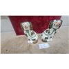 Image 4 : Pair of Staffordshire-Style Ceramic Spaniel Dog Figurines with Green and Gold Accents 9" Tall