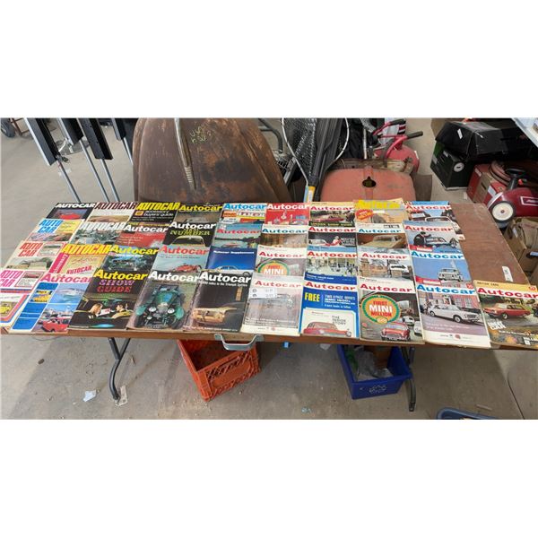 Collection of 37 Vintage Autocar British Motoring Magazines from the 1960s, 70s, 80s