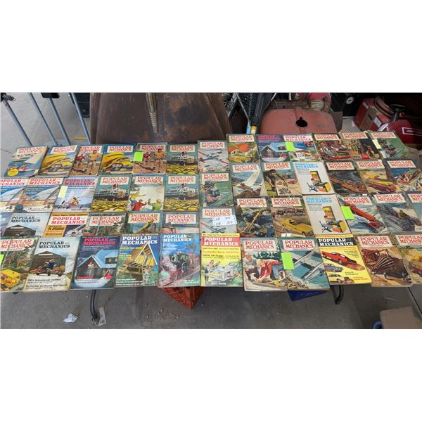 Collection of 50 Vintage Popular Mechanics Magazines, Late 1940s Through Mid-1960s