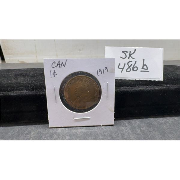 1919 Canadian One Cent Large Penny King George V