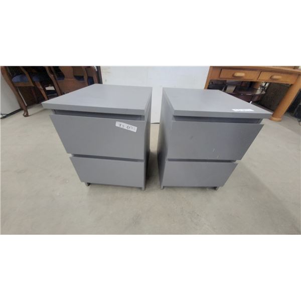 Two Gray Two-Drawer Nite Stands 22 x 19 x 16"