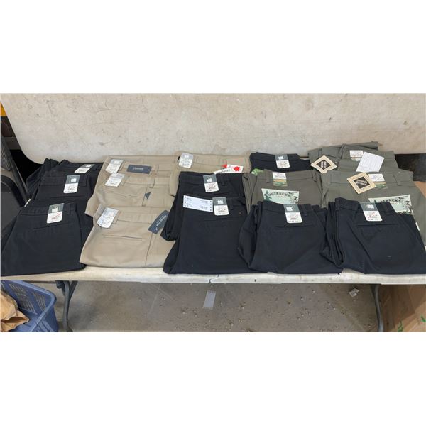 Lot of Men's Wrinkle-Free Flat Front Pants, Assorted Brands, Colors, and Sizes and More