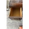 Image 5 : Art Deco Walnut Vanity Dressing Table with Round Mirror and Upholstered Stool 40 x 17 x 63