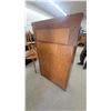 Image 7 : Antique Oak Four-Shelf Open Bookcase with Mirrored Hutch Top and Carved Scrollwork 70 x 43 x 13"