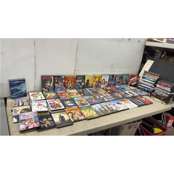 Large Collection of DVD Movies Including Rambo, Shrek the Third, Iron Man, Grease, and More