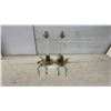 Image 1 : Pair of Vintage Brass-Toned Electric Chamberstick Candle Lamps with Harps, 15" Tall, No Shades