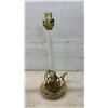 Image 2 : Pair of Vintage Brass-Toned Electric Chamberstick Candle Lamps with Harps, 15" Tall, No Shades