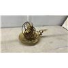 Image 3 : Pair of Vintage Brass-Toned Electric Chamberstick Candle Lamps with Harps, 15" Tall, No Shades