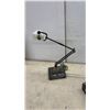 Image 2 : Articulated Arm Desk Lamp with White Glass Shade, Brass Accents, Clock, Vase & More