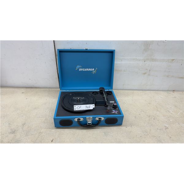 Sylvania STT102USB Portable Suitcase Turntable with Built-In Speakers, Blue