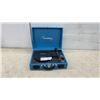 Image 1 : Sylvania STT102USB Portable Suitcase Turntable with Built-In Speakers, Blue
