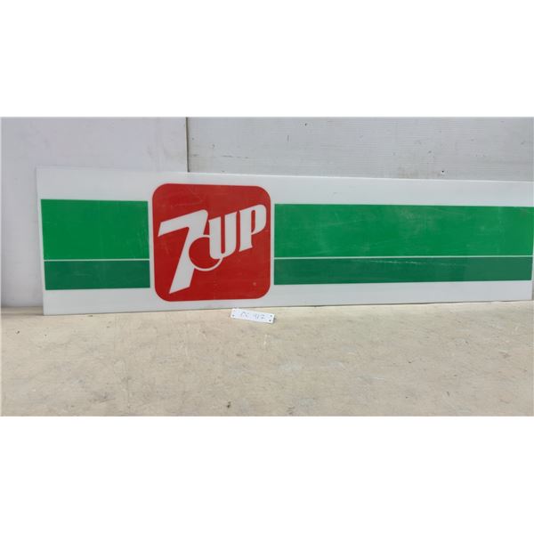 7Up Vintage Translucent Plastic Advertising Sign Panel, 13 3/4 x 52 3/4"