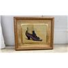 Image 3 : Framed Vintage Shoe Print in Ornate Gold Frame and Framed Industrial Photograph, Largest 24 x 18"
