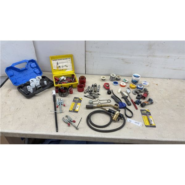 Hole Saws, Brass Torch Head with Hose, Loctite Kit, Solder, Teflon Tape and More