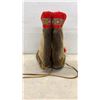 Image 3 : Pair of Traditional Sami Reindeer Hide Fur Boots with Woven Cuffs and Tassels.