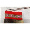 Image 6 : Pair of Traditional Sami Reindeer Hide Fur Boots with Woven Cuffs and Tassels.