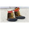 Image 7 : Pair of Traditional Sami Reindeer Hide Fur Boots with Woven Cuffs and Tassels.