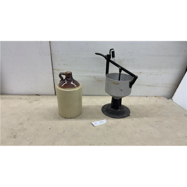Two-Tone Stoneware Finger Jug (Crack on Side) and Vintage Katzinger Cake Filler / Jelly Press