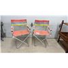 Image 1 : Pair of Vintage Aluminum Folding Director's Chairs with Striped Canvas Backs