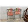 Image 7 : Pair of Vintage Aluminum Folding Director's Chairs with Striped Canvas Backs