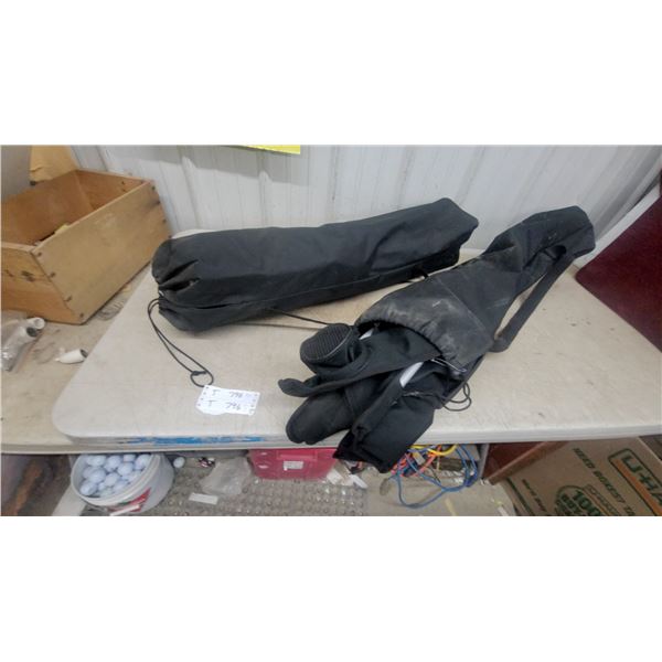 Two Portable Folding Chairs in Black Drawstring Carrying Bags