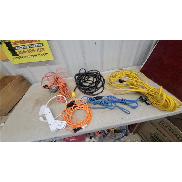 Assorted Extension Cords, Multi-Outlet Power Strip, Caged Work Light, and More