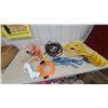 Image 1 : Assorted Extension Cords, Multi-Outlet Power Strip, Caged Work Light, and More