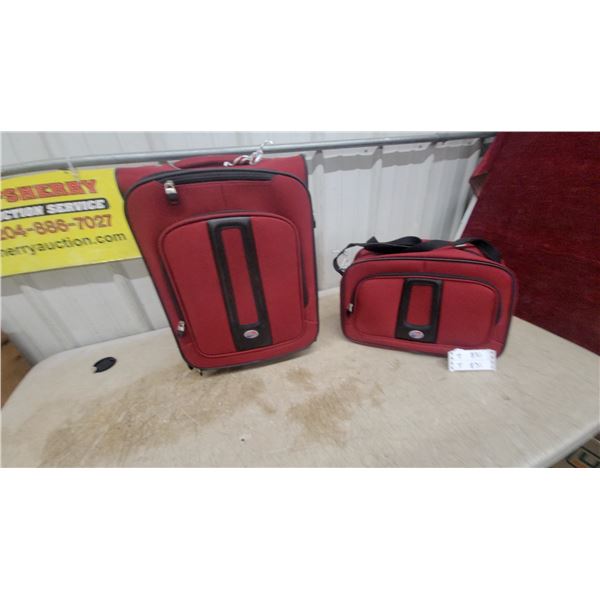 American Tourister Red Two-Piece Soft-Sided Luggage Set with Rolling Upright Suitcase and Bag