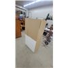 Image 3 : Light Wood-Tone Two-Door Storage Cabinet with Silver Handles and Three Interior Shelves