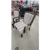Image 4 : Pair of Dark Wood Armchairs with Striped Upholstery and Nailhead Trim