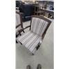 Image 5 : Pair of Dark Wood Armchairs with Striped Upholstery and Nailhead Trim