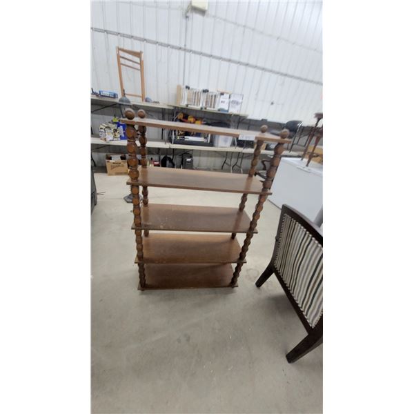 Vintage Wooden Four-Tier Étagère with Turned Bobbin Spindles and Ball Finials54 x 36 x 15"