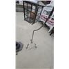 Image 3 : Black Outdoor Lamp Post with Lantern Top and Silver Hanging Lantern on Curved Stand