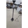 Image 5 : Black Outdoor Lamp Post with Lantern Top and Silver Hanging Lantern on Curved Stand