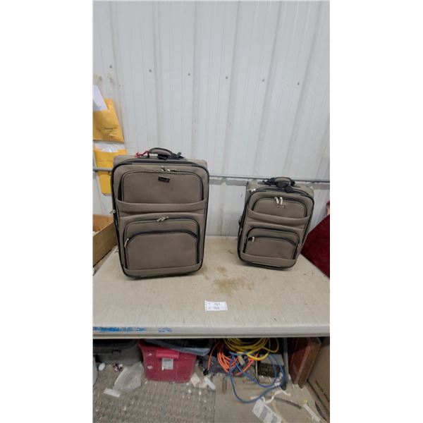 Travelgear Two-Piece Soft-Sided Rolling Luggage Set in Tan with Telescoping Handles
