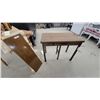 Image 1 : Wooden Drop-Leaf Table with Fluted Legs and Brass Bail Pull Drawers