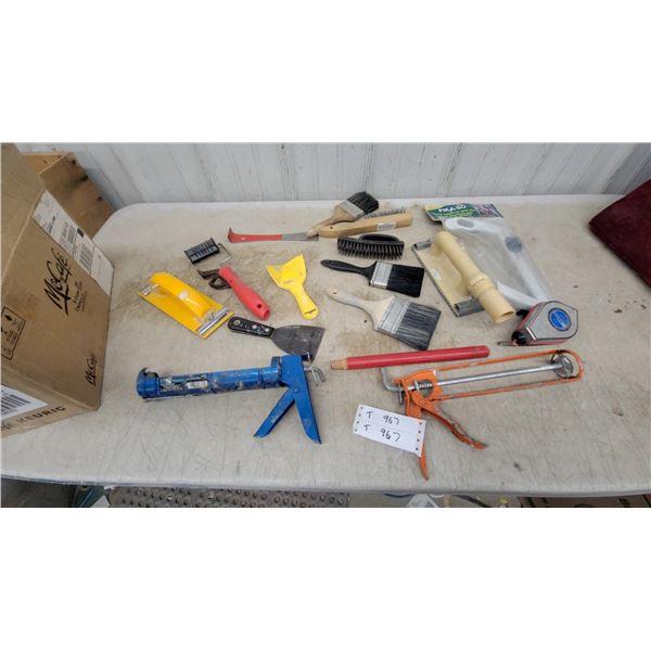Caulk Guns, Paint Brushes, Putty Knives, Wire Brushes, Chalk Line Reel, and More