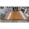 Image 3 : Oak Double-Pedestal Dining Table with Six Upholstered Chairs 30 x 66 x 41" plus 24" Leaf