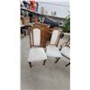 Image 7 : Oak Double-Pedestal Dining Table with Six Upholstered Chairs 30 x 66 x 41" plus 24" Leaf