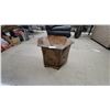Image 1 : Hexagonal Dark Wood End Table with Storage Drawers and Ornate Metal Hardware