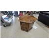 Image 3 : Hexagonal Dark Wood End Table with Storage Drawers and Ornate Metal Hardware