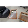 Image 5 : Wooden Coffee Table 15 x 50 x 21" and End Table Set 21 x 21 x 27" with Glass Tops and Cane Lower