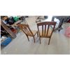 Image 4 : Pair of Vintage Slat-Back Dining Chairs with Upholstered Seats