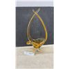 Image 1 : Chalet Amber Art Glass Basket Sculpture with Looped Handle Design 16 1/2" Tall