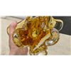 Image 3 : Chalet Amber Art Glass Basket Sculpture with Looped Handle Design 16 1/2" Tall