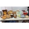 Image 1 : Assorted Woven Wicker Baskets, Plastic Pitcher, Tupperware Containers, and More